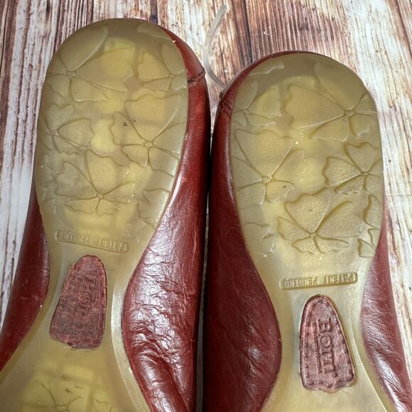Born LILLY Womens Size 8 Red Leather Ballet Flats Shoes Slip On Loafers - Picture 9 of 13